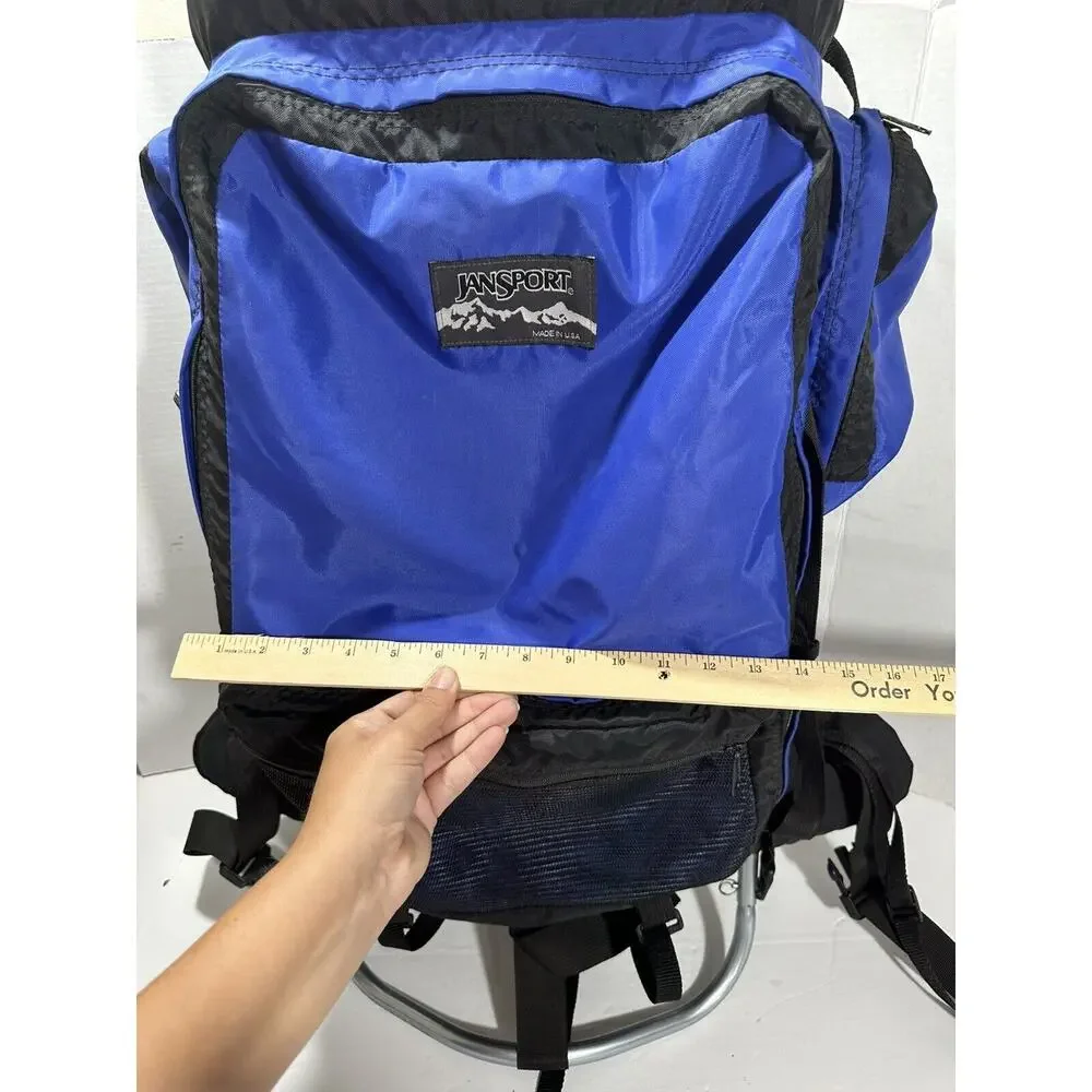 Vintage JANSPORT External Frame Hiking Backpack Hip Wings‎ Blue 90’s Made in USA
